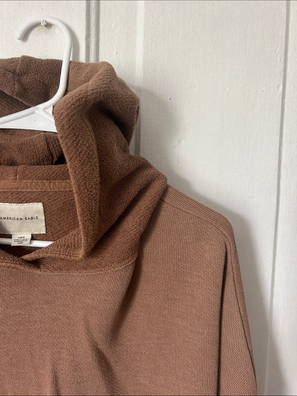 American Eagle Outfitters Cropped Mauve-Brown Hooded Pullover - Picture 4 of 7